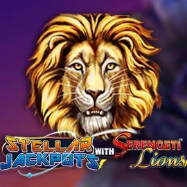 Logo of Stellar Jackpots with Serengeti Lions from Lightning Box Game at SlotsGem Casino